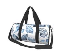 Bolsa de Viaje, Bolsa de Gimnasio, Bolsa de Viaje, Bolsa de Noche, Bolsa de Fin de Semana Deportiva para natación, Yoga,Patrón de Conchas Azules sobre Blanco