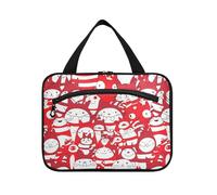 Bolsa de viaje colgante de color caramelo rojo y blanco con gancho, organizador de cosméticos de diseño para artículos esenciales para mujeres, vacaciones, maletín para maquillaje, Color caramelo rojo