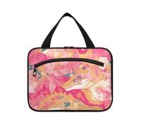 Bolsa de viaje colgante de dragón abstracto rosa con gancho, bolsa de aseo esencial impermeable para hombres, estuche de trabajo para maquillaje, L