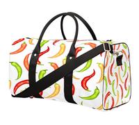 Bolsa de viaje colorida con chile rojo, amarillo, verde, bolsa de deporte, bolsa de gimnasio, bolsa plegable para fin de semana, bolsa de noche, bolsa de equipaje para mujeres y hombres, Guindilla