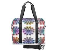 Bolsa de viaje colorida con diseño de mandala de plumas de pavo real para mujeres y hombres, bolsas de fin de semana, 32 L, bolsa de cabina grande para deportes, gimnasio, yoga, color, 32L,