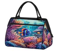 Bolsa de viaje colorida con estampado del mundo del océano para mujeres, hombres, niños y niñas, bolsas de fin de semana, 24 L, bolsa de cabina para deportes, gimnasio, yoga, color, 24 L, Organizador