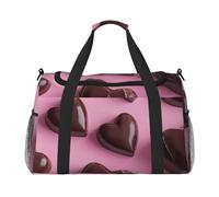 Bolsa de viaje compacta resistente al agua con diseño de corazón de chocolate para deportes, gimnasio y fin de semana para hombres y mujeres