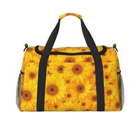 Bolsa de viaje compacta resistente al agua con girasoles amarillos, para deportes, gimnasio y fin de semana para hombres y mujeres