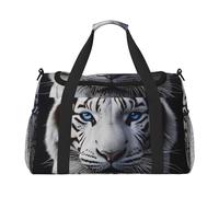 Bolsa de viaje compacta resistente al agua Tiger negra y blanca para deportes, gimnasio y fin de semana para hombres y mujeres