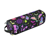 Bolsa de viaje con alfombrilla resistente al calor, impermeable, organizador de viaje para alisadores, rizadores, secador de pelo, divertidos elementos brillantes de bruja feliz Halloween, Funny