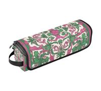 Bolsa de viaje con almohadilla resistente al calor, organizador de accesorios de peinado extraíble para planchas planas, alisadores, rizadores, estilo de Oriente Medio Flora y verde portátil