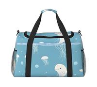 Bolsa de viaje con ballenas marinas y medusas, bolsas de fin de semana para mujeres y hombres, para aventuras al aire libre, ideal para acampar y senderismo, Negro -, Talla única