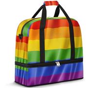 Bolsa de viaje con bandera de arco iris para mujeres y hombres, bolsa de viaje con orgullo gay arco iris, bolsa de viaje plegable separada para mojado, bolsa de 47 L para deportes, gimnasio, yoga,