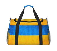 Bolsa de viaje con bandera de Ucrania, bolsas de fin de semana para mujeres y hombres, para aventuras al aire libre, ideal para acampar y senderismo, Negro -, Talla única
