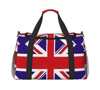 Bolsa de viaje con bandera del Reino Unido, bolsas de fin de semana para mujeres y hombres, para aventuras al aire libre, ideal para acampar y senderismo, Negro -, Talla única
