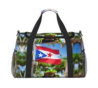 Bolsa de viaje con banderas de Puerto Rico para mujeres y hombres, para aventuras al aire libre, ideal para acampar y senderismo, Black, Talla única