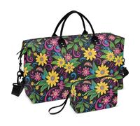 Bolsa de viaje con bolsa de aseo para viaje, gran capacidad, Margarita vintage negra