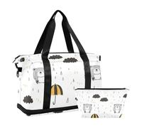 Bolsa de viaje con bonito diseño de oso de animales, bolsa de gimnasio con bolsa de aseo para viajes, juego de 2 piezas, Bonito patrón de oso animal, 1 size