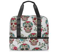 Bolsa de viaje con calavera de azúcar de 21 l, bolsa de fin de semana para el día de los muertos, bolsa de deporte separada, bolsa de viaje para hombres y mujeres, bolsa de fin de semana, multicolor, 21L, Bolsa de viaje