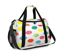 Bolsa de viaje con círculos de lunares para niñas, niños, mujeres y hombres, bolsa de fin de semana con lunares, bolsa de hombro para viajes, deportes, gimnasio