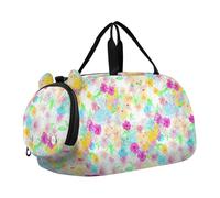 Bolsa de viaje con compartimento para zapatos, diseño de calabazas naranjas y girasoles amarillos para niños, para fin de semana, Flores florales coloridas blancas, Classic