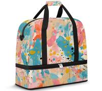 Bolsa de viaje con compartimento para zapatos y funda para carrito, diseño de graffiti, bolsa de gimnasio, plegable, para fin de semana, para mujeres y hombres, Black