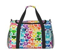 Bolsa de viaje con corazones de arco iris, bolsa de fin de semana, bolsa de mano para entrenamiento, deporte, hospital