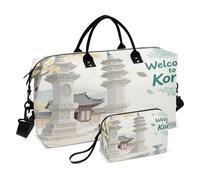 Bolsa de viaje con correa ajustable para deportes, gran capacidad, bienvenido a la cultura de paisaje de Corea