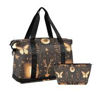 Bolsa de viaje con correa ajustable para gimnasio, multifuncional, diseño de mariposas y lunas, Boho Butterfly Moon, 1 size