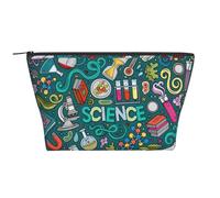 Bolsa de viaje con cremallera con diseño de ciencia de dibujos animados, organizador diario, bolsa de cosméticos de viaje, 5.9 x 2.8 x 4.7 pulgadas, tema de ciencia de dibujos animados, talla única,