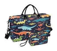 Bolsa de viaje con dinosaurios de colores, bolsa de gimnasio negra con bolsa de almacenamiento, bolsa de fin de semana, bolsa de noche para hombres y mujeres, viajes, deportes, yoga, multicolor, Talla