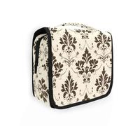 Bolsa de viaje con diseño bohemio marrón con gancho para colgar, impermeable, bolsa de maquillaje con compartimentos y asa