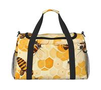 Bolsa de viaje con diseño de abeja animal, colmena, de panal de abeja, gimnasio, para fin de semana, para hombres y mujeres, equipaje ligero para entrenamiento y vacaciones
