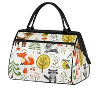 Bolsa de viaje con diseño de animales, bayas, hongos, para mujeres y hombres, 24 L, animales divertidos, bolsa de fin de semana, bolsa deportiva, gimnasio, viajes, durante la noche, color, 24 L,
