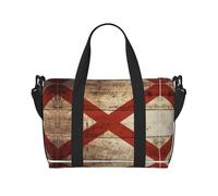 Bolsa de viaje con diseño de bandera del estado de Alabama en grano de madera vieja, bolsa de viaje para equipaje, bolsa de gimnasio, bolsa de fin de semana, color negro, talla única, Negro, One Size