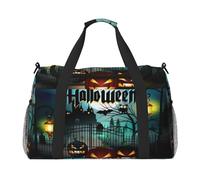 Bolsa de viaje con diseño de búho, calabaza, feliz Halloween, plegable, impermeable, para la noche, playa, natación, piscina, deportes, gimnasio