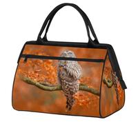 Bolsa de viaje con diseño de búho del bosque otoñal para mujeres y hombres, 24 L, bolsa de fin de semana con estampado de búho, bolsa deportiva para gimnasio, viajes, durante la noche, color, 24 L,