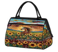 Bolsa de viaje con diseño de caballo y girasol para mujeres, hombres, niños y niñas, bolsa de fin de semana, bolsa de viaje de 24 L para deportes, gimnasio, yoga, color, Big, Organizador de bolsas