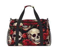Bolsa de viaje con diseño de calavera de Halloween, diseño de flores, para gimnasio, para fin de semana, para hombres y mujeres, equipaje de mano ligero para entrenamiento y vacaciones