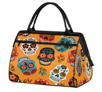 Bolsa de viaje con diseño de calavera del Día de los Muertos para mujeres y hombres, 24 L, bolsa de fin de semana con calavera mexicana, bolsa deportiva para gimnasio, viajes, fin de semana, color, 24