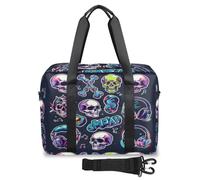 Bolsa de viaje con diseño de calavera Rocknroll para mujeres, hombres, niñas y niños, bolsa de fin de semana, bolsa de viaje de 32 L, bolsa grande para viajes, deportes, gimnasio, color, Big,