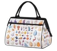 Bolsa de viaje con diseño de caricaturas de conchas marinas y estrellas de mar para mujeres, hombres, niños, niñas, fin de semana, bolsa de viaje de 24 L para deportes, gimnasio, yoga, color, Big,