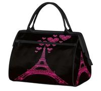 Bolsa de viaje con diseño de corazón de la Torre Eiffel para mujeres, hombres, niños y niñas, bolsa de fin de semana, bolsa de viaje de 24 L para deportes, gimnasio, yoga, color, Big, Organizador de