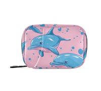 Bolsa de viaje con diseño de delfín azul con compartimentos desmontables, pastillero portátil para bolso