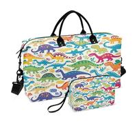 Bolsa de viaje con diseño de dinosaurios de colores pequeños con bolsa de almacenamiento, bolsa de fin de semana, para hombres y mujeres, viajes, deportes, yoga, multicolor, Talla única