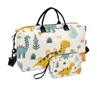 Bolsa de viaje con diseño de dinosaurios dibujados a mano, bolsa de almacenamiento para fin de semana, para hombres y mujeres, viajes, deportes, yoga, multicolor, Talla única