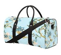 Bolsa de viaje con diseño de flores abstractas, bolsa de deporte azul étnico, bolsa de gimnasio, bolsa plegable para fin de semana, bolsa de noche con asa de equipaje para mujeres y hombres, Flor