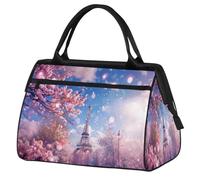 Bolsa de viaje con diseño de flores de la Torre Eiffel para mujeres, hombres, niños y niñas, bolsa de fin de semana, bolsa de viaje de 24 L para deportes, gimnasio, yoga, color, Big, Organizador de