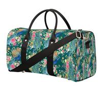 Bolsa de viaje con diseño de flores de pavo real para mujeres, hombres, niñas, niños, bolsas de fin de semana florales de pavo real, bolsa de equipaje de cabina de 22.7 L para deportes, gimnasio,