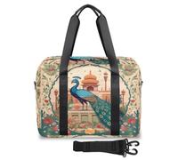 Bolsa de viaje con diseño de flores étnicas de pavo real para mujeres y hombres, bolsas de fin de semana de 32 L, bolsa de cabina grande para deportes, gimnasio, yoga, color, 32L, Organizador de