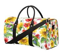 Bolsa de viaje con diseño de flores, girasol, amapola, cebada, deportiva, bolsa de gimnasio, bolsa plegable para fin de semana, bolsa de noche, bolsa de equipaje para mujeres y hombres, Flower Floral,