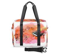 Bolsa de viaje con diseño de flores, notas musicales, piano, para mujeres, hombres, niñas, niños, bolsa de fin de semana, bolsa de viaje de 32 L, bolsa grande para viajes, deportes, gimnasio, color,