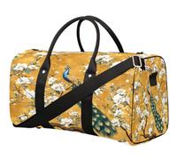 Bolsa de viaje con diseño de flores y pavo real para mujeres, hombres, niñas, niños, fin de semana, bolsa de noche de 22,7 L, bolsa de equipaje para deportes, gimnasio, yoga, color, 22.7L, Organizador