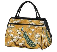 Bolsa de viaje con diseño de flores y pavo real para mujeres, hombres, niños y niñas, para fin de semana, durante la noche, 24 L, bolsa de cabina, para deportes, gimnasio, yoga, color, Big,
